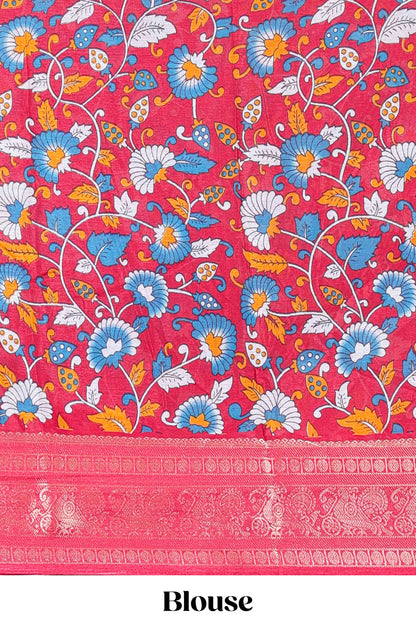 Turkish Blue Tusser Silk Geometrical Design With Jacquard Border