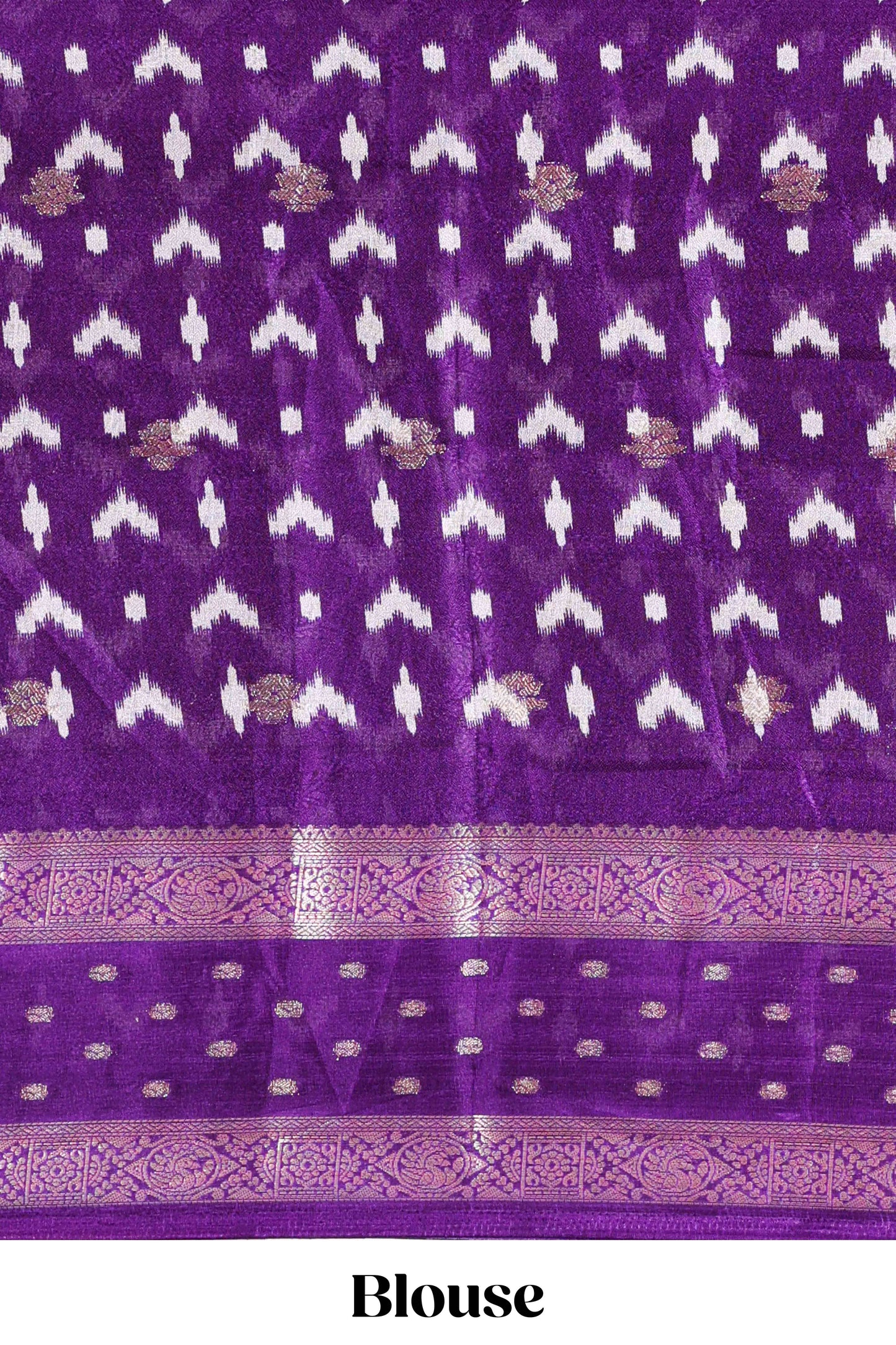 Lavender Mars Georgette Body Floral Print With Contrast Bentex Border Above Kalamkari Print With Kalamkari Pallu
