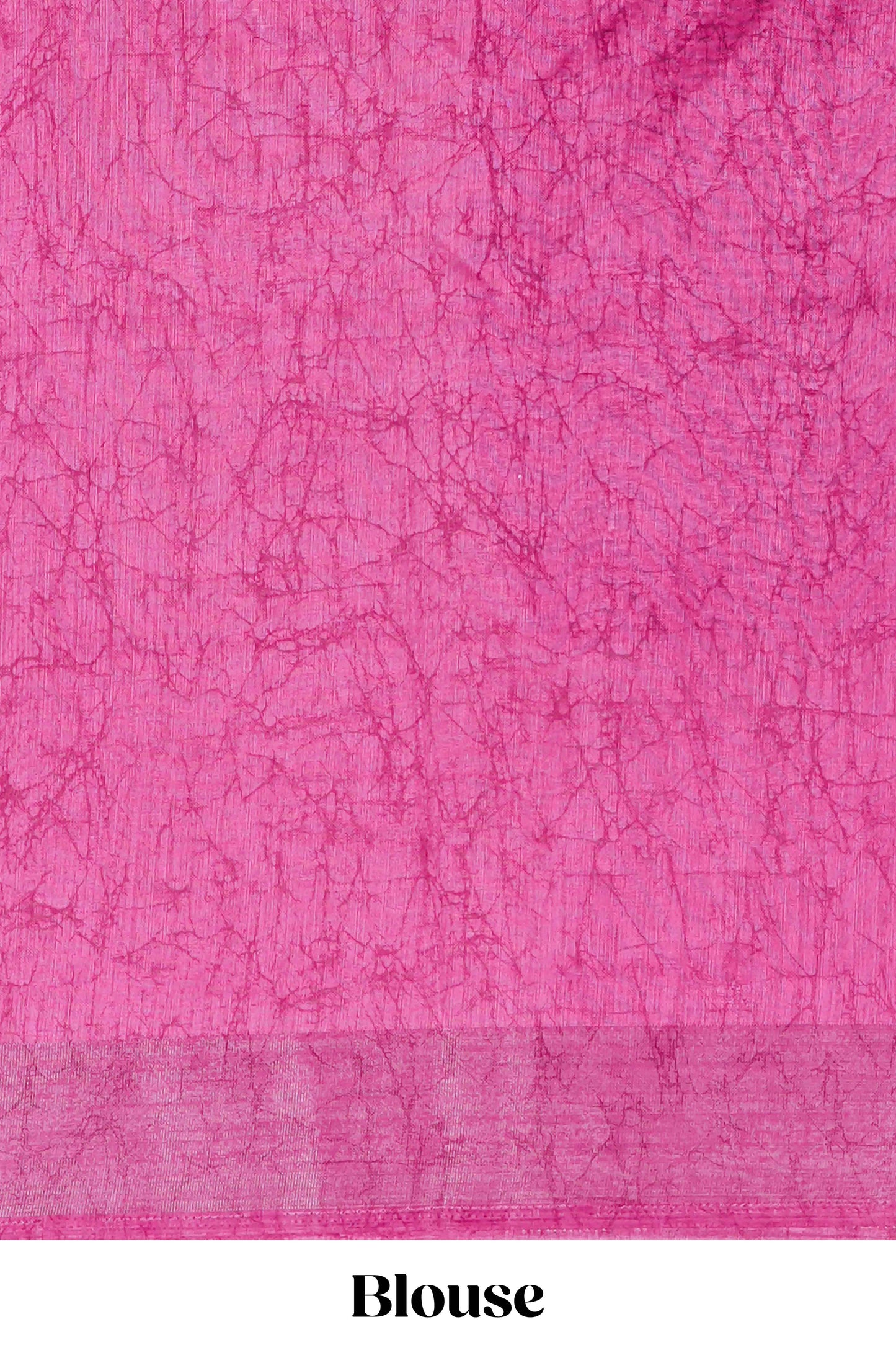 Pink south cotton saree with bandhini print body & pallu and silver bawanchi border