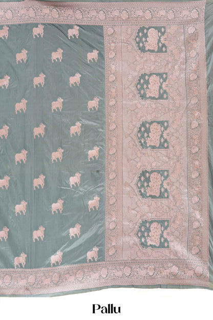 pastel green saree