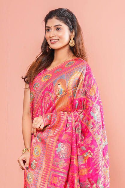 Pure Viscose  Position Print Sarees