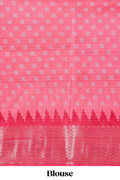 Pink Semi Dola Silk Body Bandhini Style With Jacquard Border