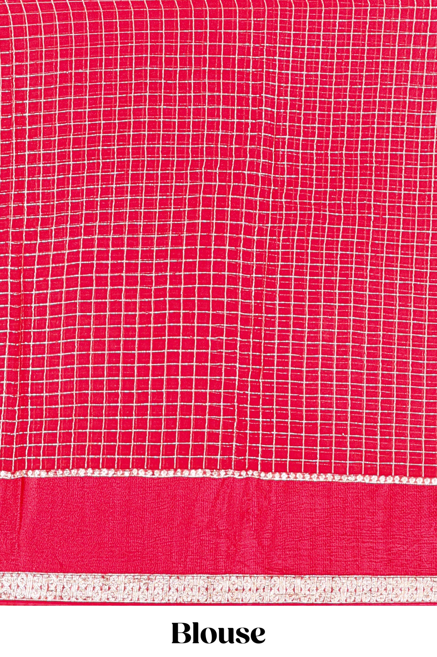 Rani Pink Georgette Sarees All Over Zari Check With Satin Border