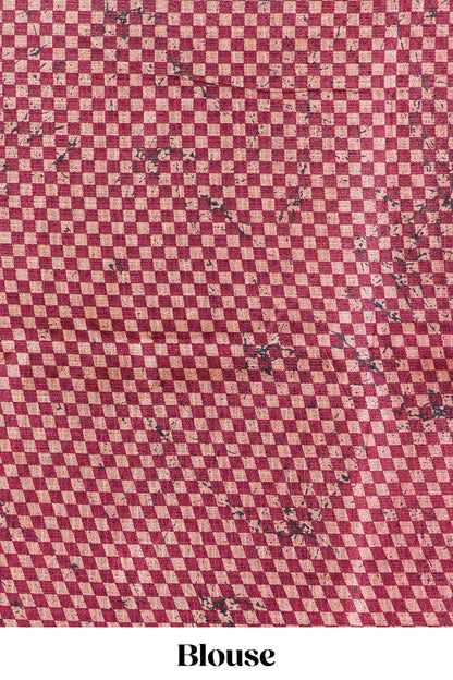 Maroon With Cream south Cotton Body Border And Pallu Geometrical Print Design