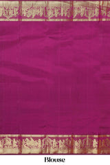 Kanchipuram Traditional Silk Saree in Magenta with Gold Zari Buttas & Self Border