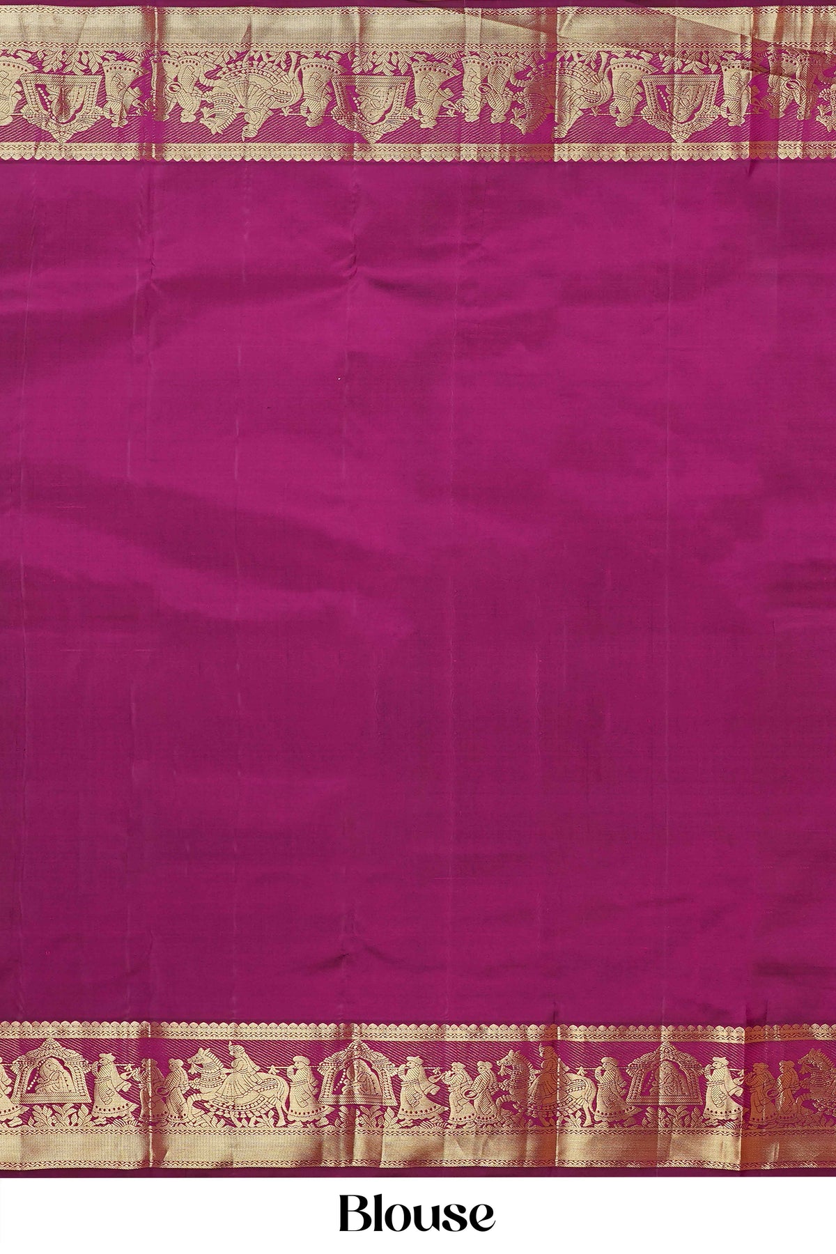 Kanchipuram Traditional Silk Saree in Magenta with Gold Zari Buttas & Self Border