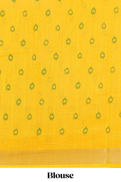 Linen Cotton Body All Over Ikkat Print With Zari Border