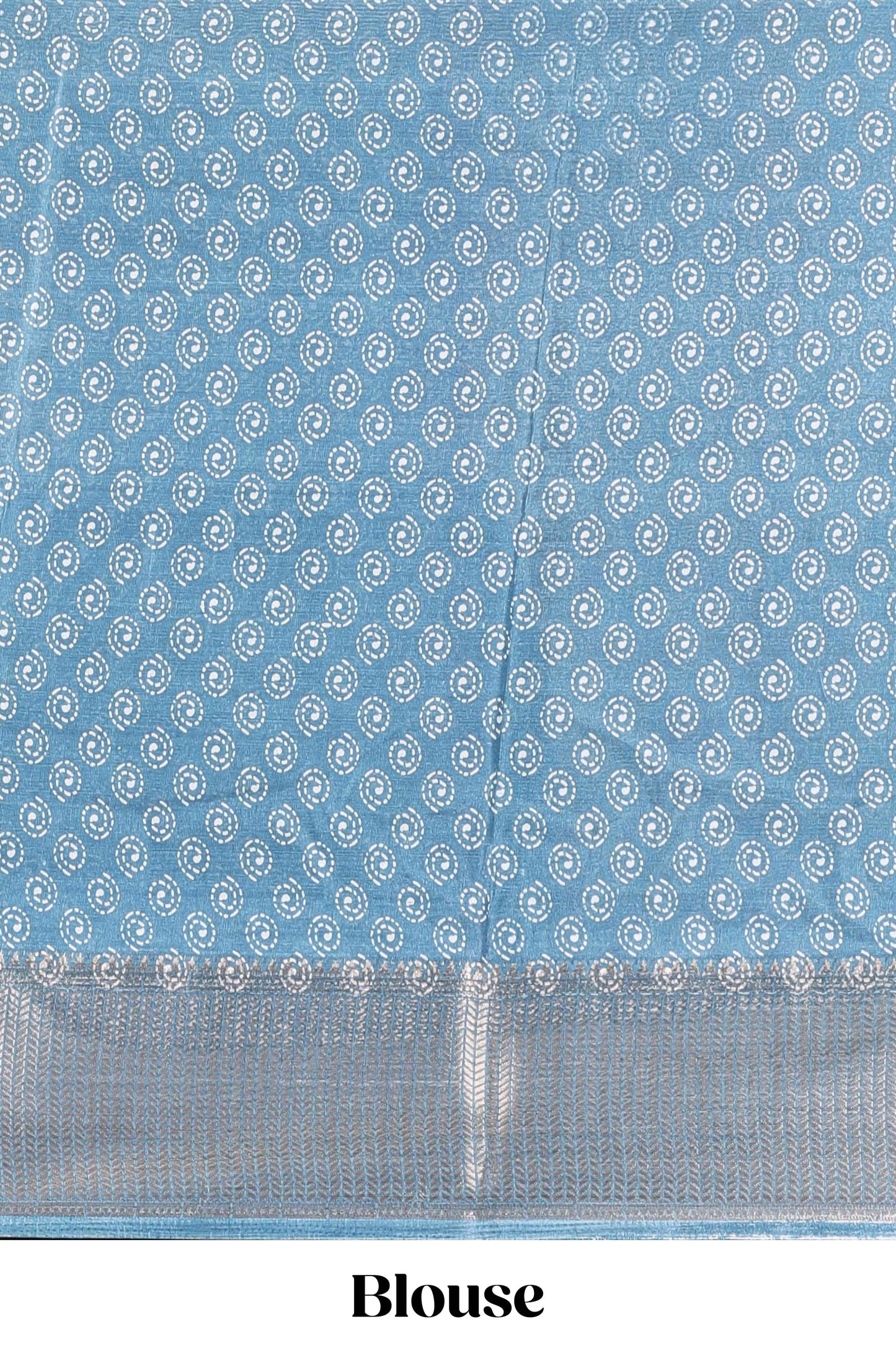 Sky Blue Semi Banaras Dola Silk Floral Printed With Jacquard Border