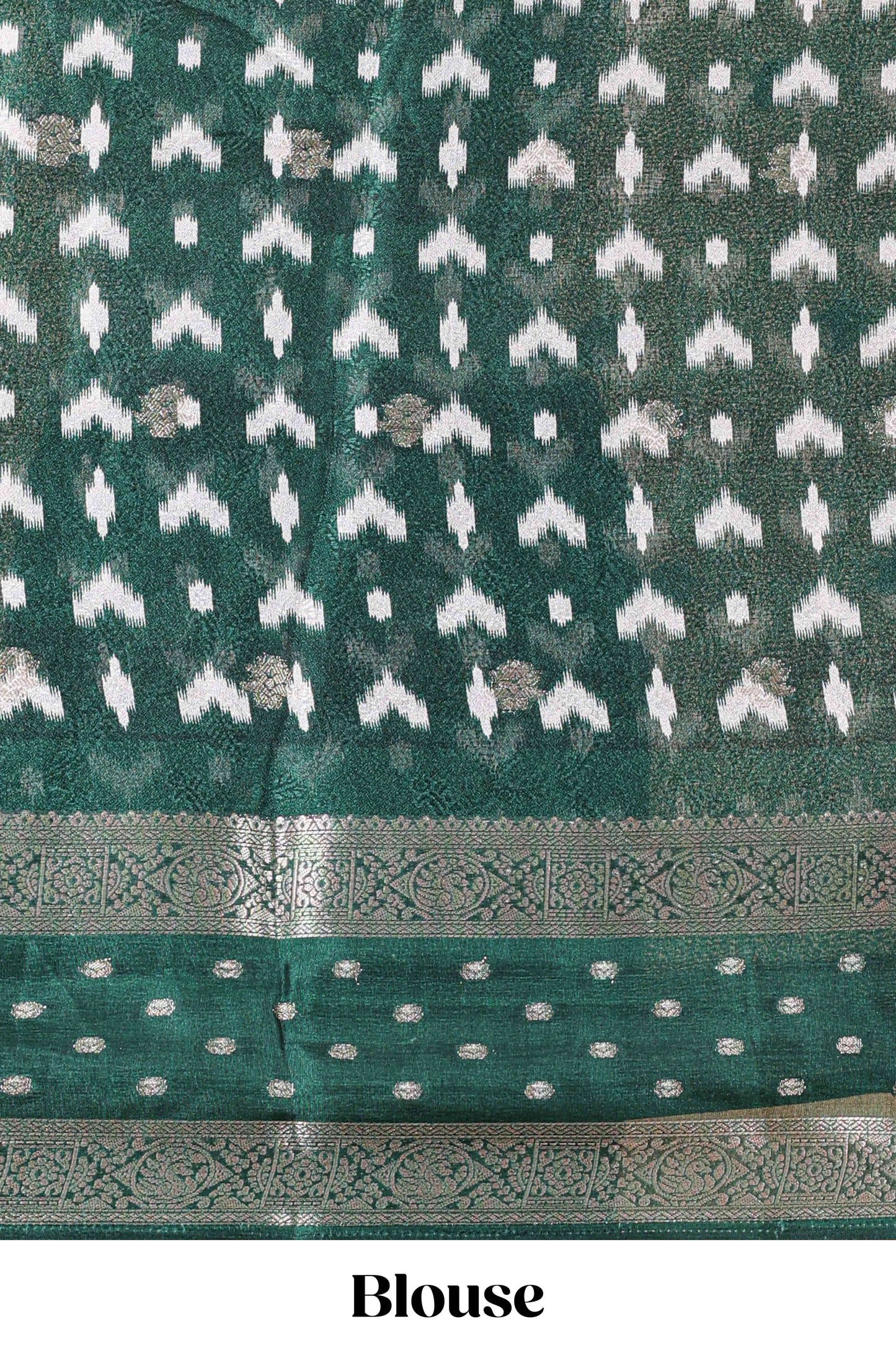 Green Mars Georgette Body Floral Print With Contrast Bentex Border Above Kalamkari Print With Kalamkari Pallu