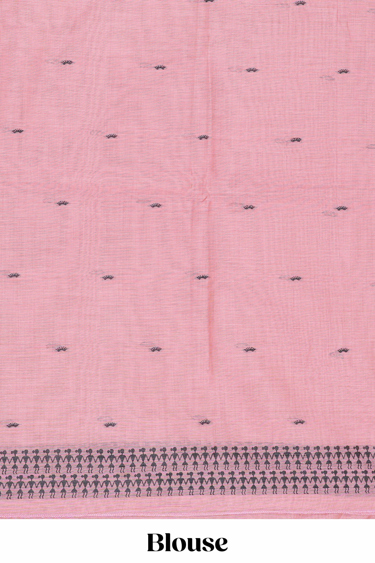Pink thread woven warli design munga cotton saree with self border and matching blouse