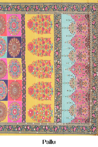 Rajasthani Mirror Work Saree