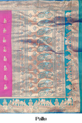 Art Silk Saree Zari Butta Across The Body With Zari Weaving Mayil, Floral Design Pallu