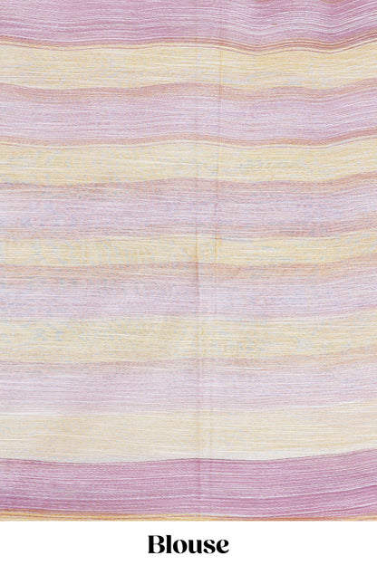 Art Tussar Multi Print With Chikenkaari Work Border Less With Tassels