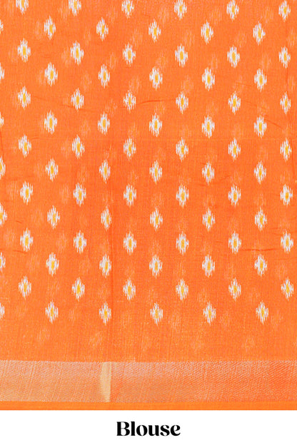 Linen Cotton Body All Over Ikkat Print With Zari Border