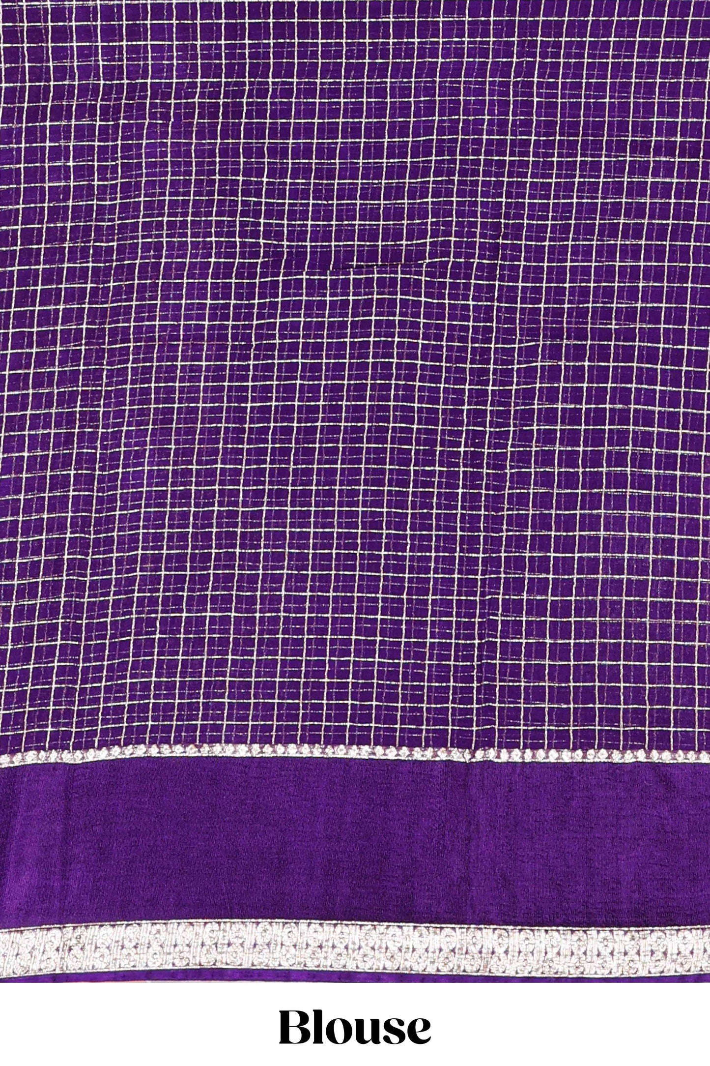 Violet Georgette Saree All Over Zari Check With Satin Border