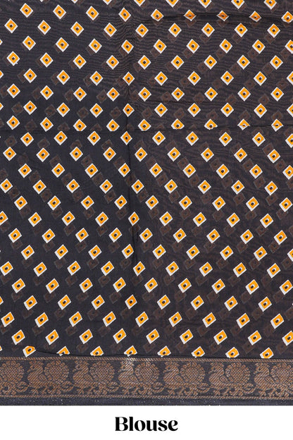 Yellow Chanderi Cotton Body and Pallu Kalamkari Print With Zari Border