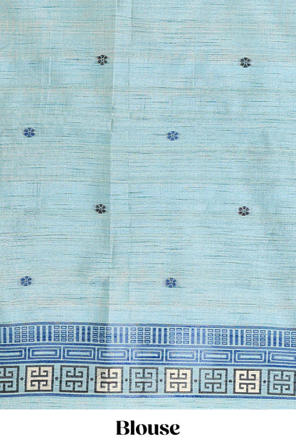 Green munga cotton peacock butta saree with fine thread weaving, borderless style and matching blouse