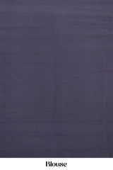 Pure Mysore Silk Saree in Charcoal Black with Contrast Pink-Gold Border and Rich Magenta Pallu