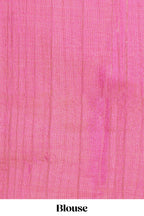 Bright pink warli printed semi tussar sareewith contrast warli printed pallu and matching blouse