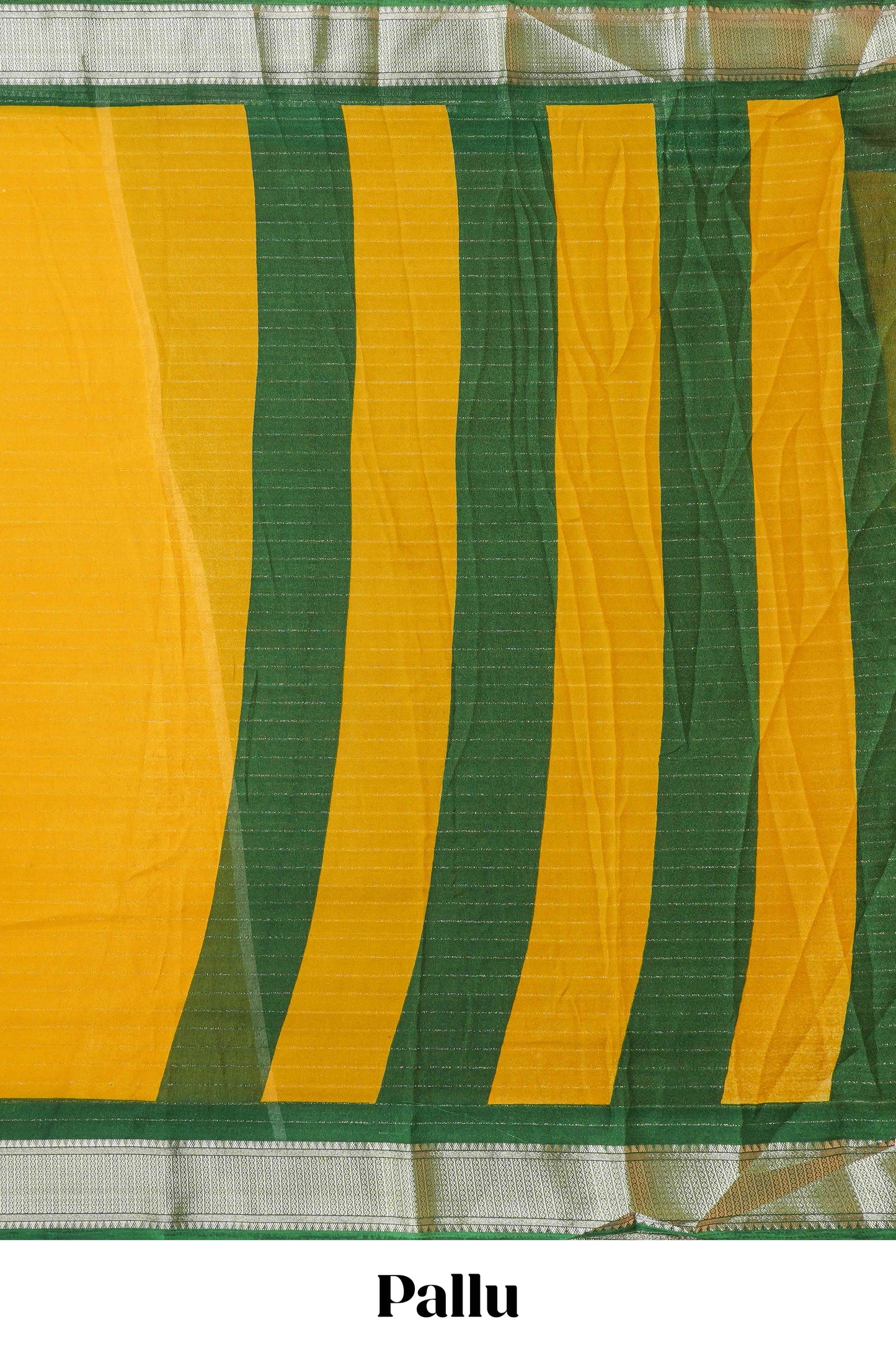 Mustard stripes crepe chiffon saree with contrast border and blouse