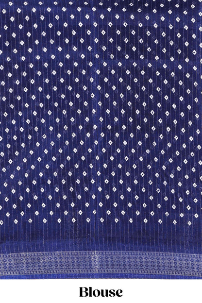 Blue dola silk saree with rico zari work, floral print and elegant jacquard border