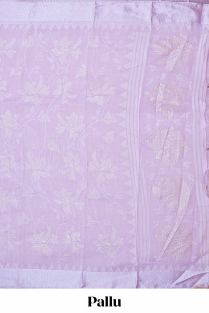 Lavender Linen Saree Floral Printed All Over Along With Blouse
