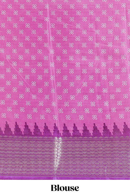 Lavender Semi Dola Silk Body Bandhini Style With Jacquard Border