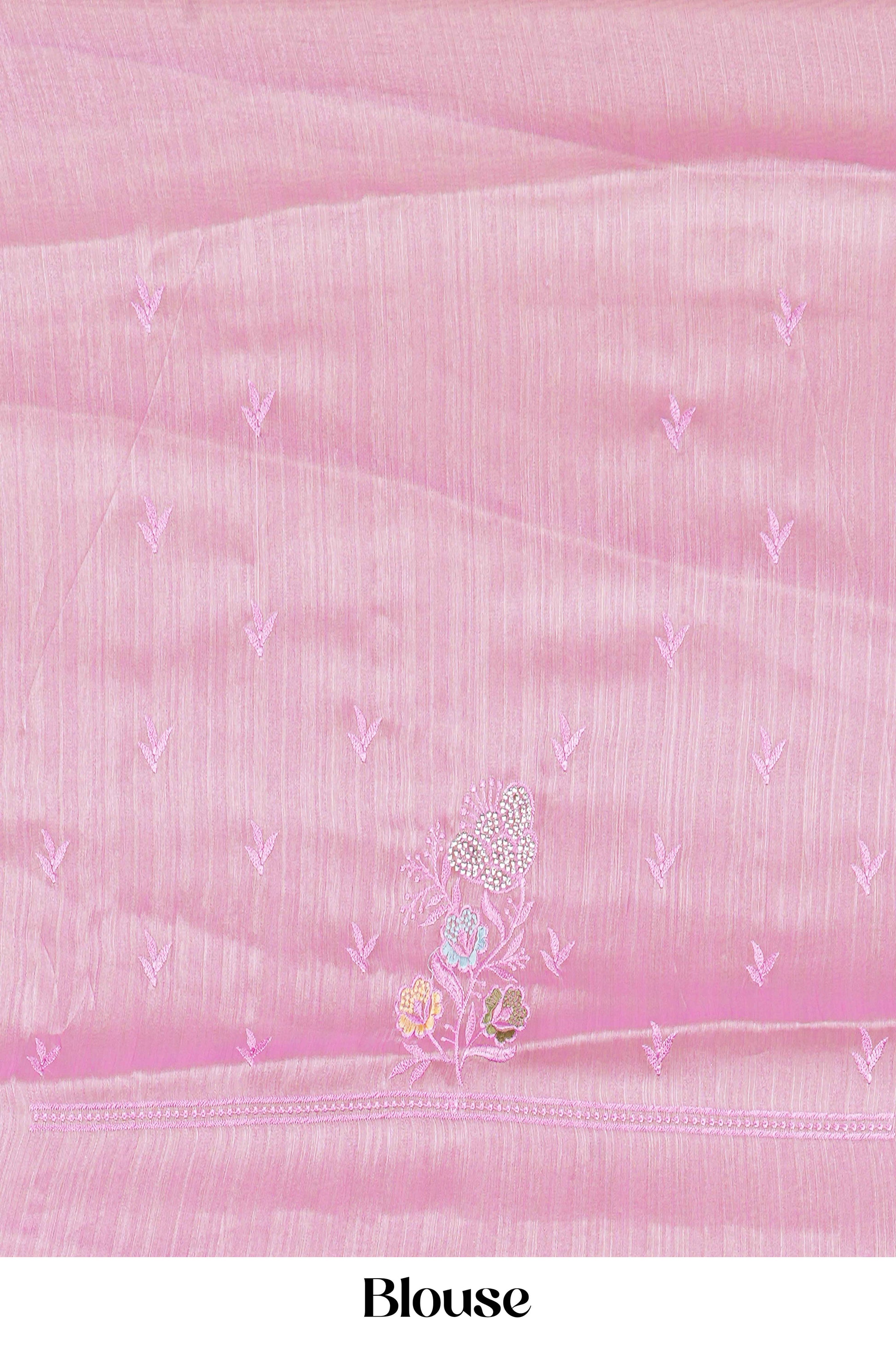 Pink blouse with floral embroidery 