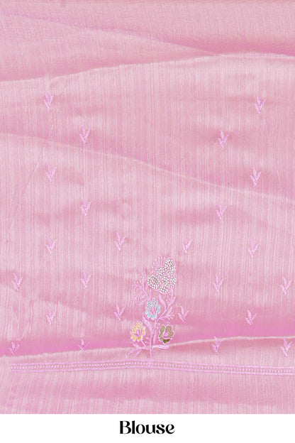 Pink blouse with floral embroidery 