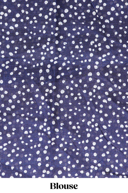 Navy Blue south Cotton Body And Pallu All Over Batick Print Design