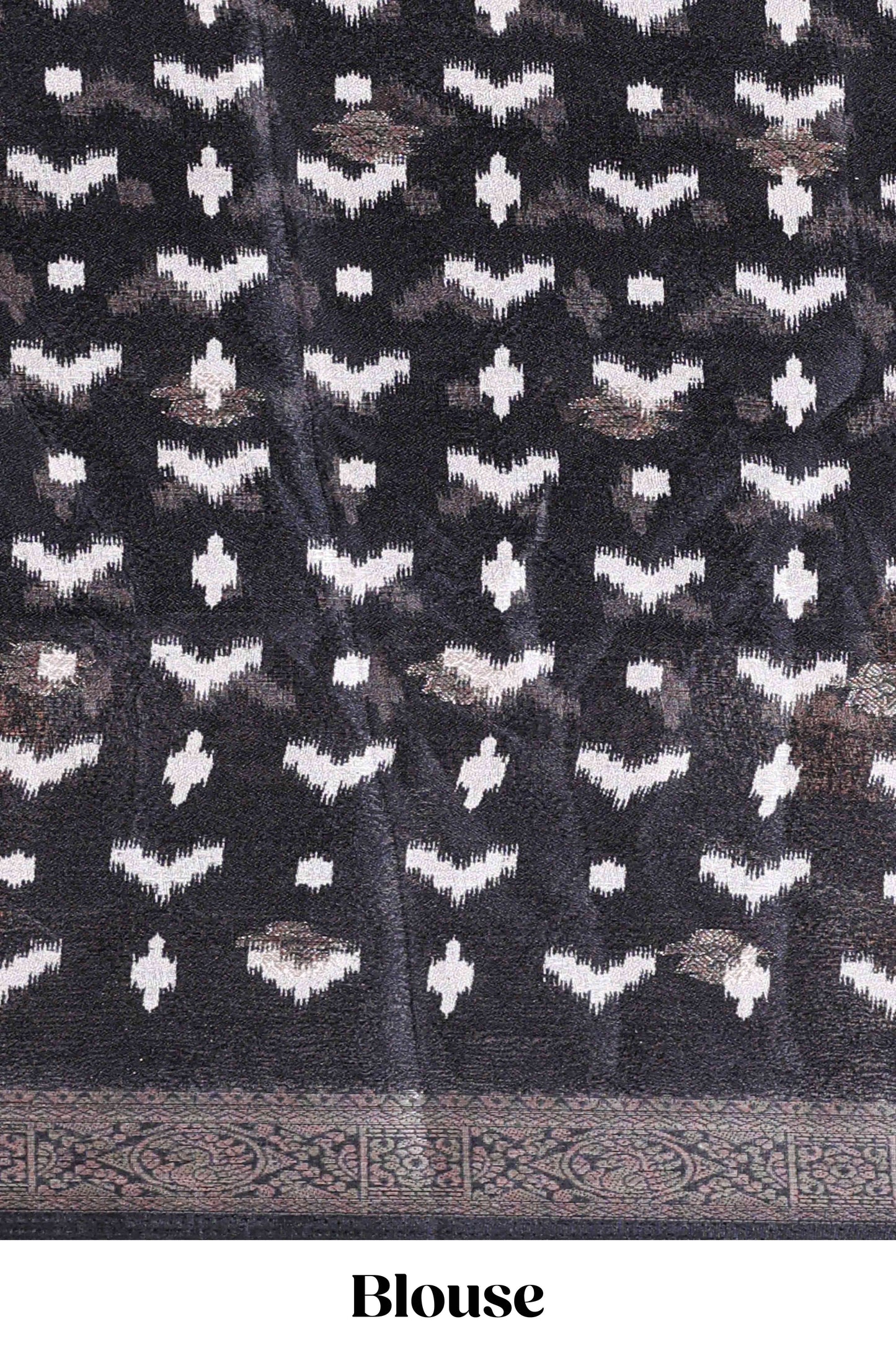 Black Mars Georgette Body Floral Print With Contrast Bentex Border Above Kalamkari Print With Kalamkari Pallu