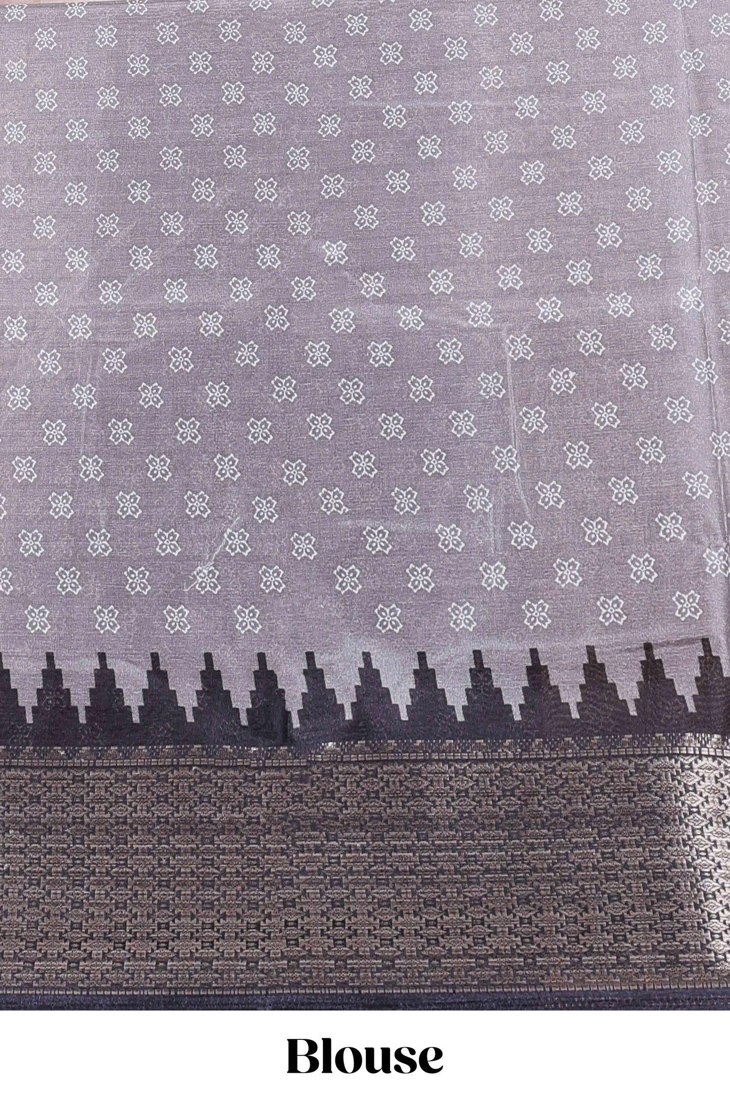 Grey Dola Silk Saree  Floral Printed With Jacquard Border
