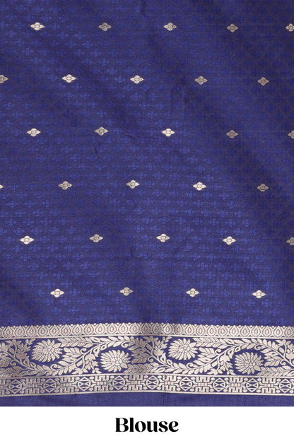 Navy Blue Semi Soft Silk Saree Body Rain Drop Butti and Border Nandhi Motifs and Grand Zari Rich Pallu
