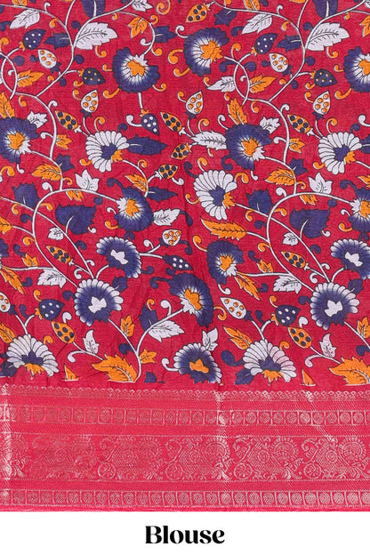 Navy Blue Tusser Silk Geometrical Design With Jacquard Border