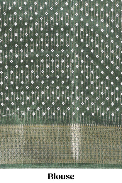 Green  Dola Silk Saree  Floral Printed With Jacquard Border