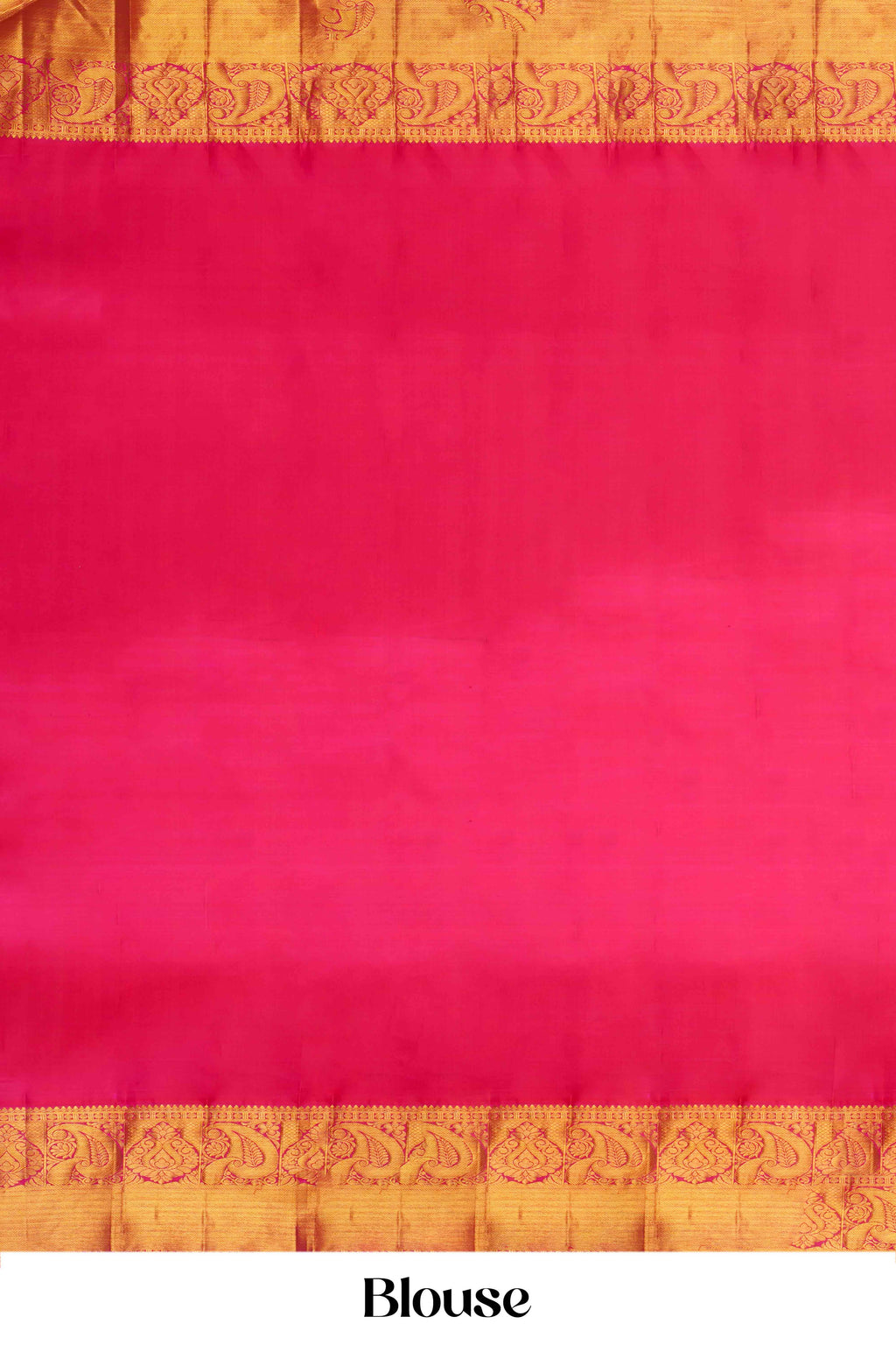 Rani Pink Swayamvara Pattu Gold Zari Floral Motifs Jacquard Work With Zari Woven Border