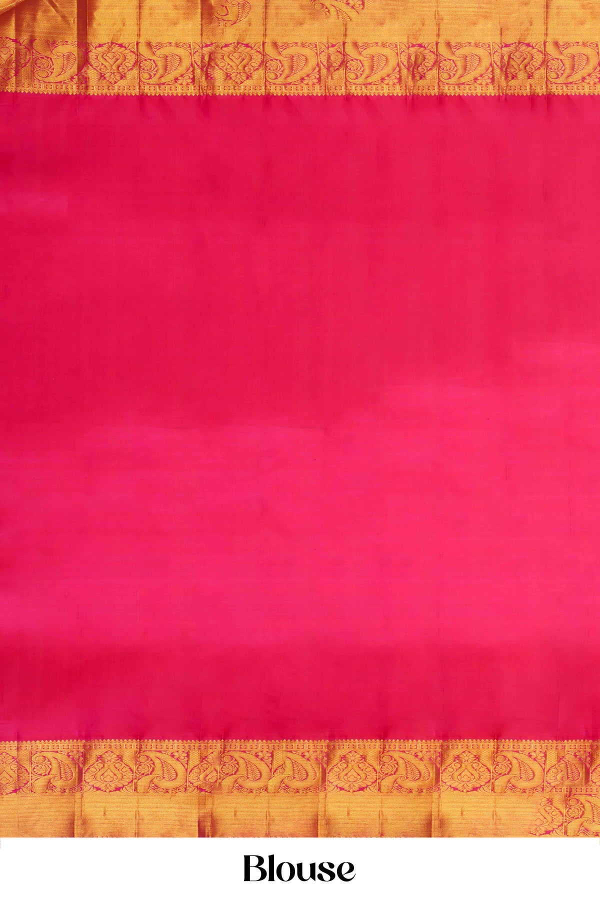 Rani Pink Swayamvara Pattu Gold Zari Floral Motifs Jacquard Work With Zari Woven Border