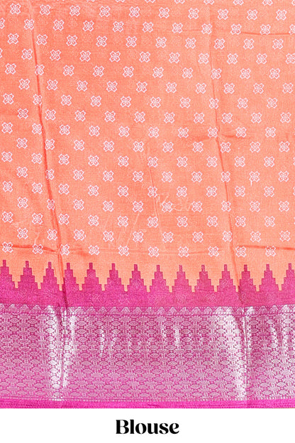 Orange Semi Dola Silk Body Bandhini Style With Jacquard Border