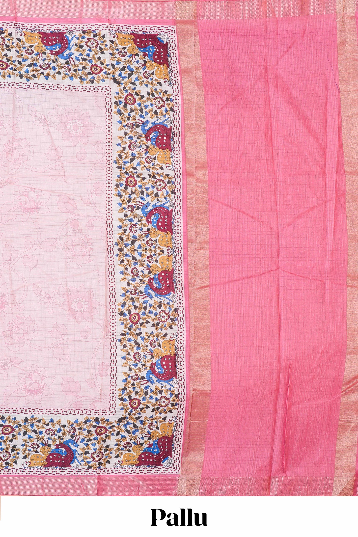 Peach Art Tussar Saree Floral Design Across Body Along With Blouse