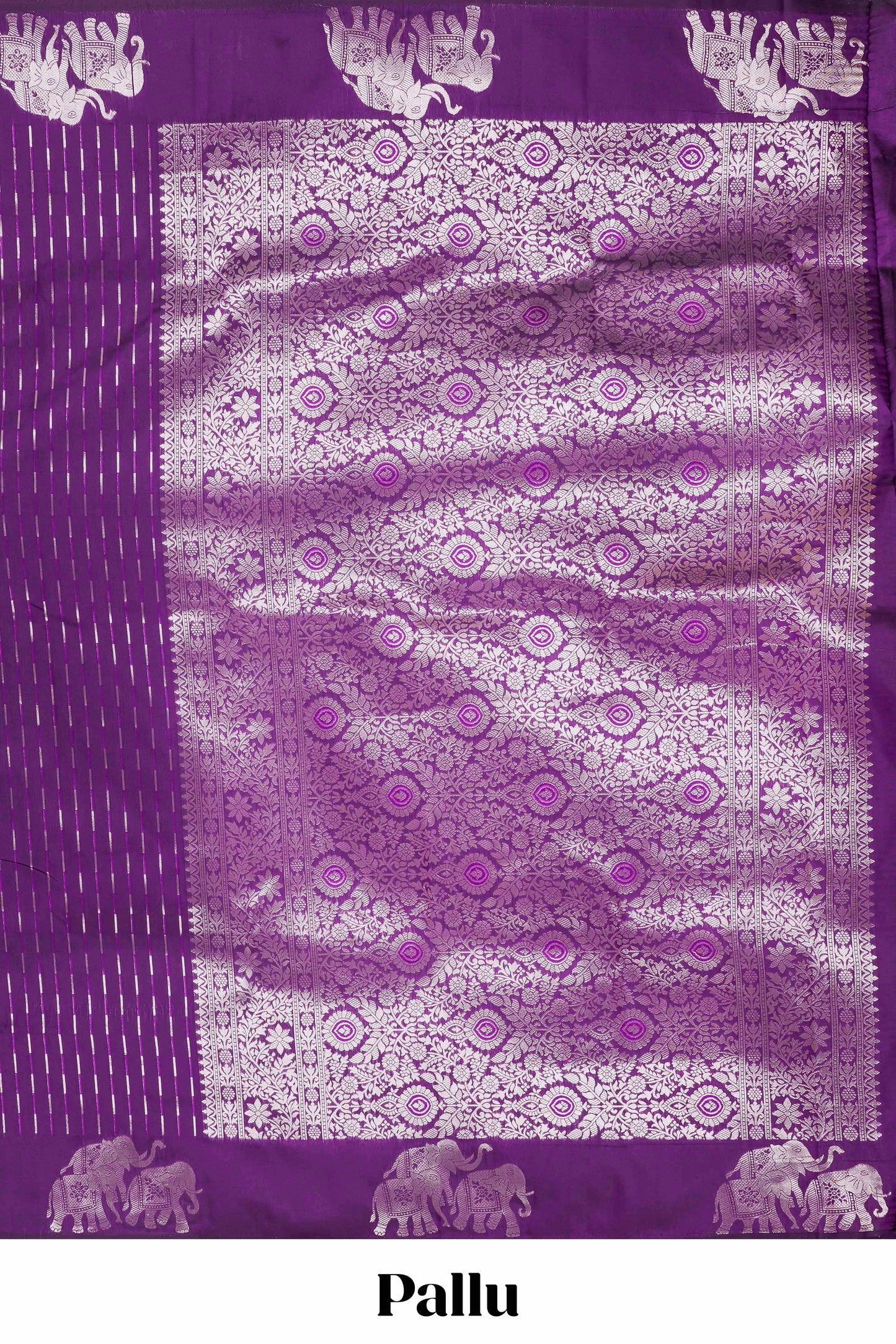Purple Semi Soft Silk Saree Zari Butta All Over And Floral Design Pallu