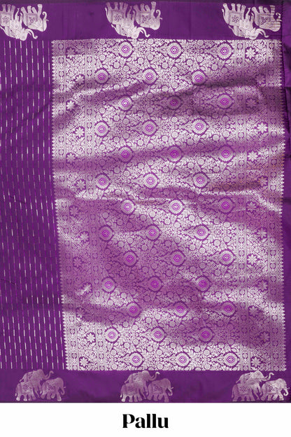 Purple Semi Soft Silk Saree Zari Butta All Over And Floral Design Pallu