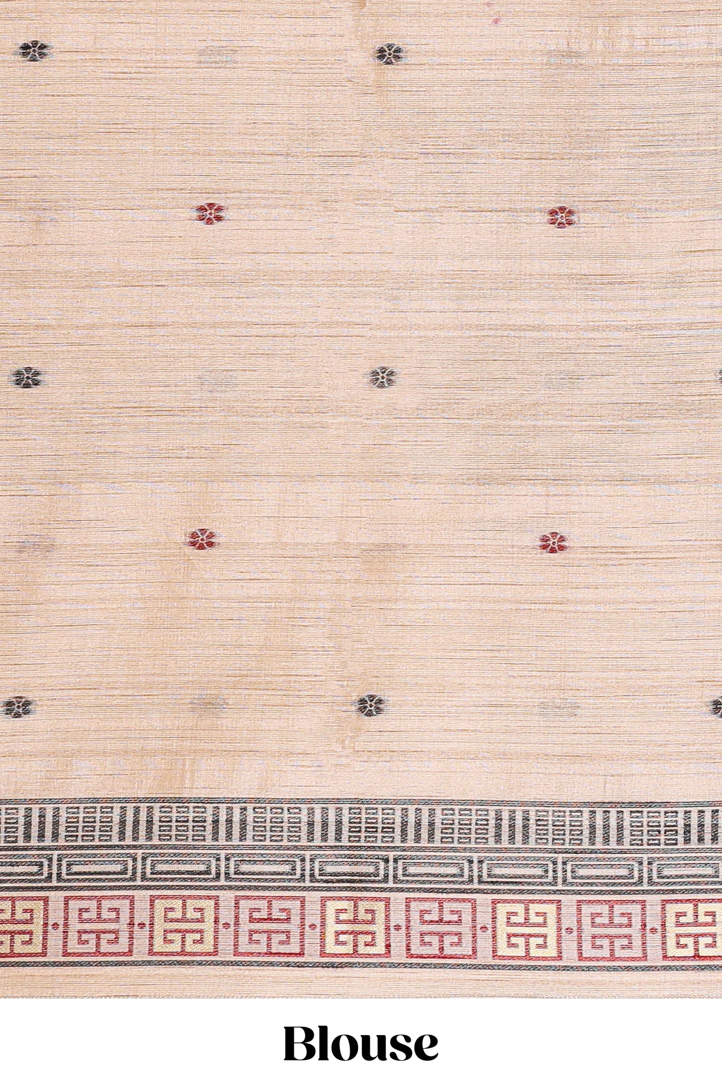 Cream munga cotton peacock butta saree with fine thread weaving, borderless style and matching blouse