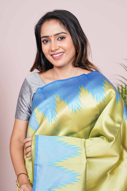 TISSUE SAREE GREEN AND BLUE