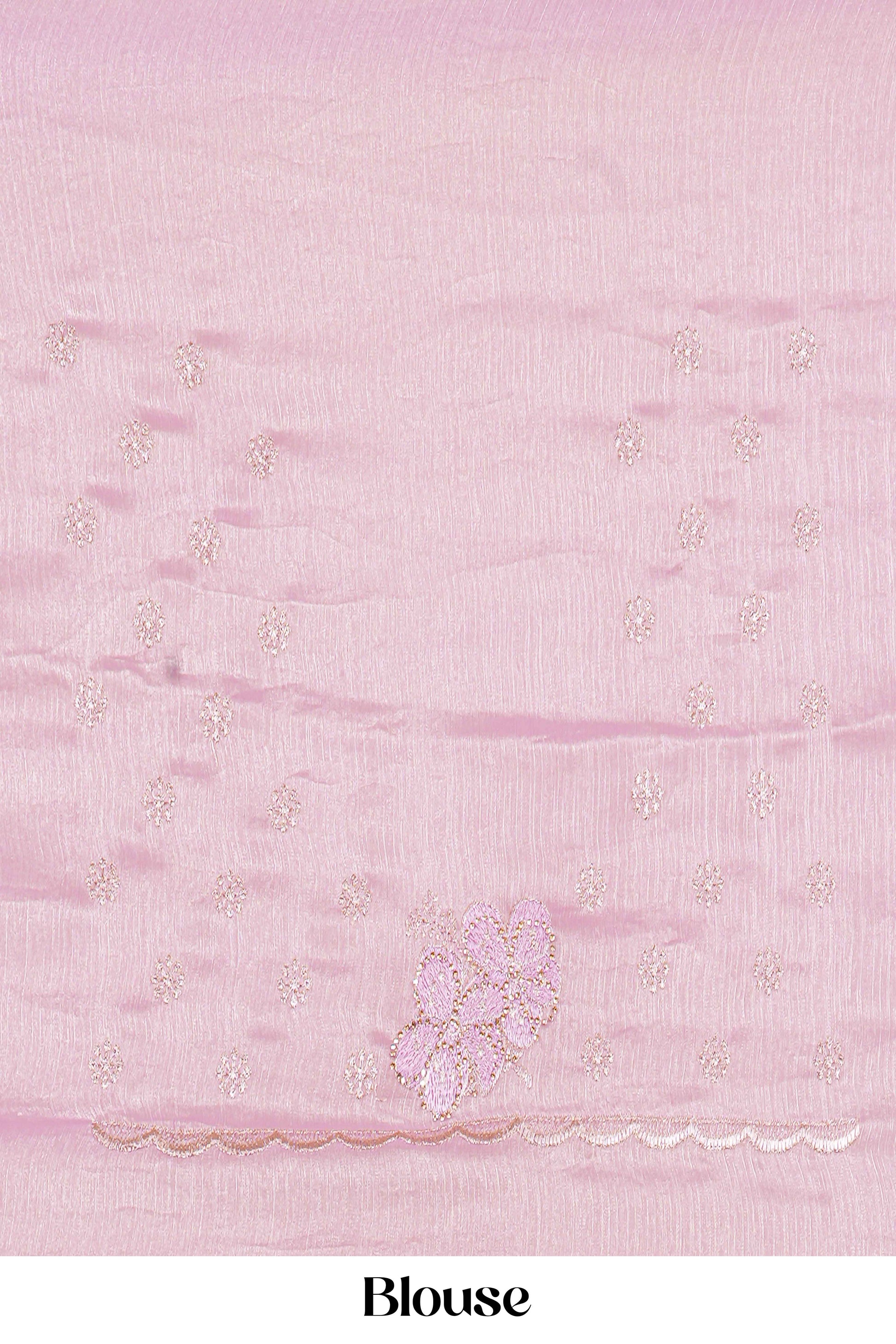 pink saree with pink blouse