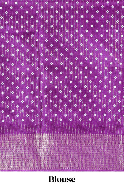 Lavender  Dola Silk Saree  Floral Printed With Jacquard Border