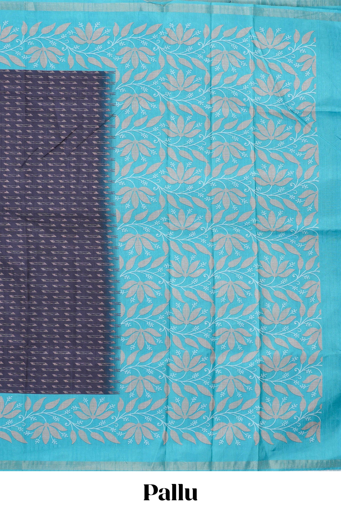 Black Semi Tussar Saree All Over Digital Print And Contrast Pallu