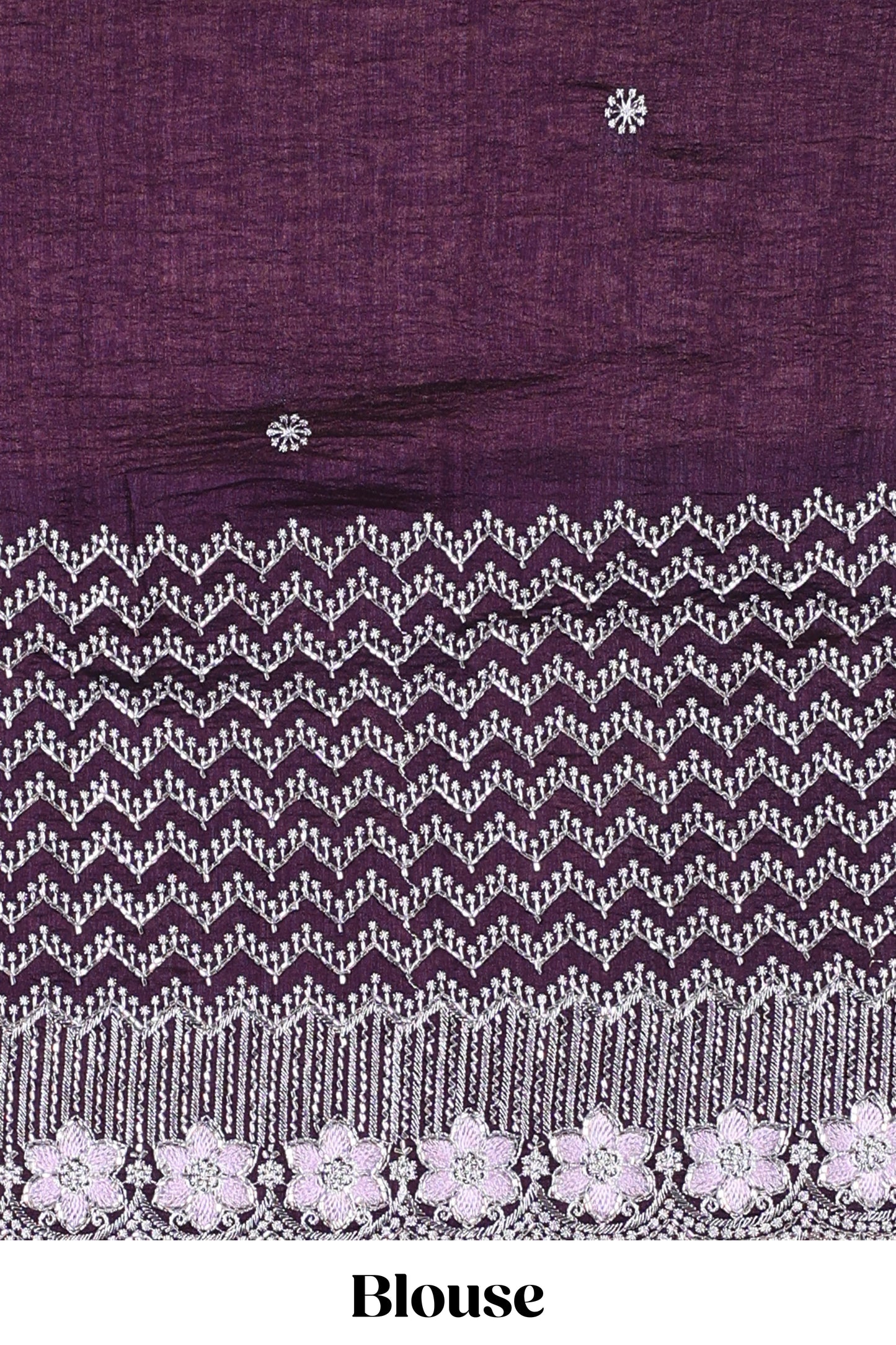 Pink designer georgette space silk saree with heavy stone & beads work, short pallu and contrast sequin embroidered blouse