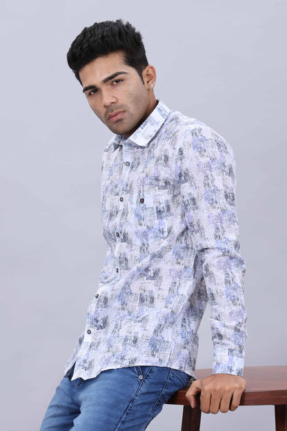 Men’s Pure Cotton Slim Fit Fancy Printed Collar Casual Shirt