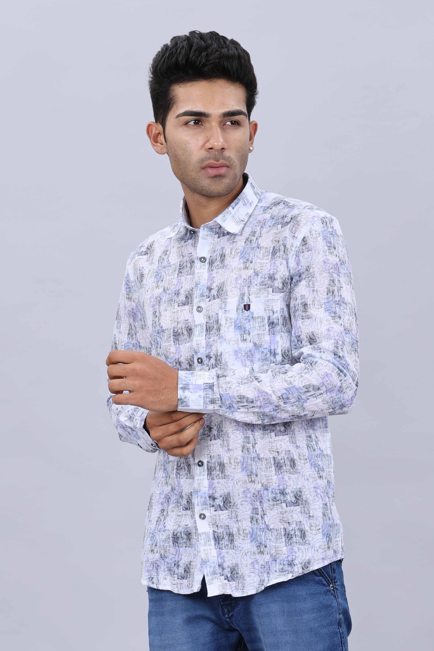 Men’s Pure Cotton Slim Fit Fancy Printed Collar Casual Shirt