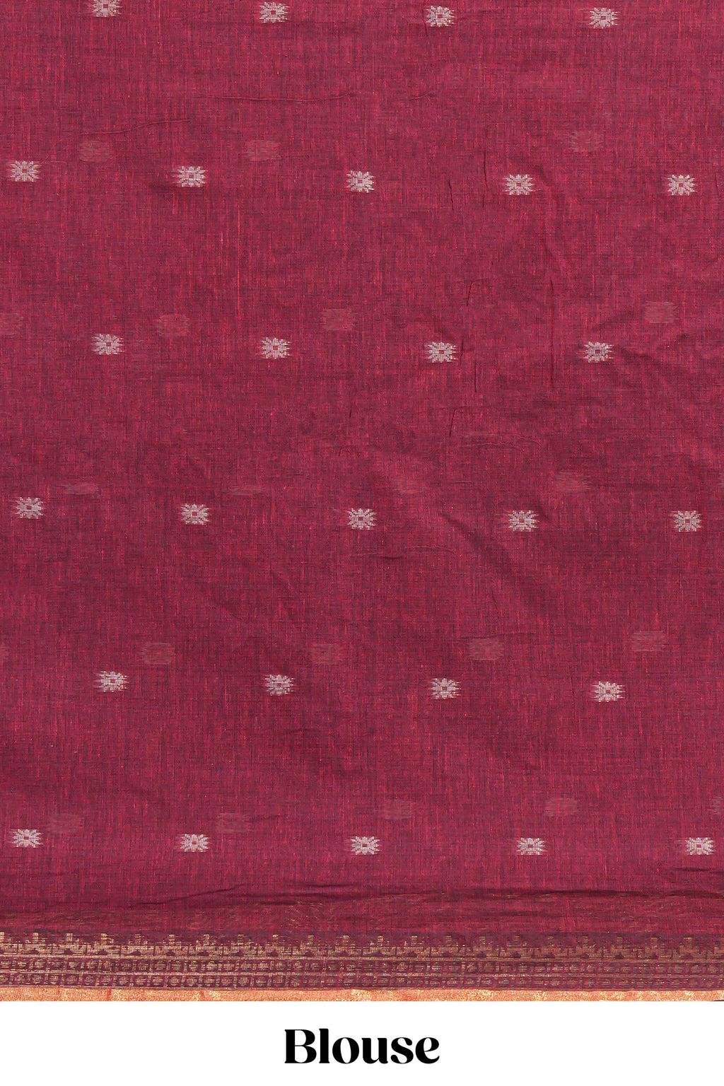 Maroon thread butta south cotton saree with self zari border and matching pallu